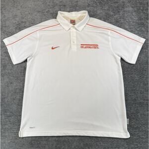Nike Team Oklahoma State Cowboys Polo Shirt Mens Large White Elite Fit